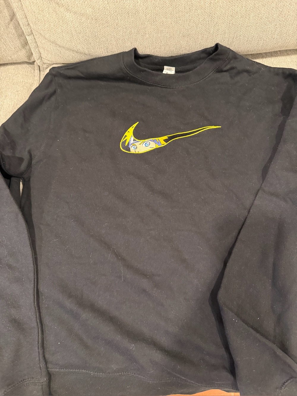 Nike Naruto  Crewneck Sweater with Yellow Swoosh Graphic
